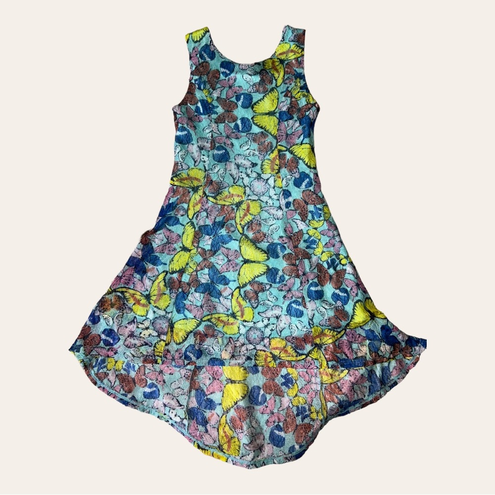 XHILARATION SLEEVELESS HIGH LOW DRESS MULTICOLOR BUTTERFLY PRINT SIZE 6/6X